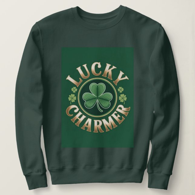 Lucky Charmer Women's Forest Green Sweatshirt (Design Front)