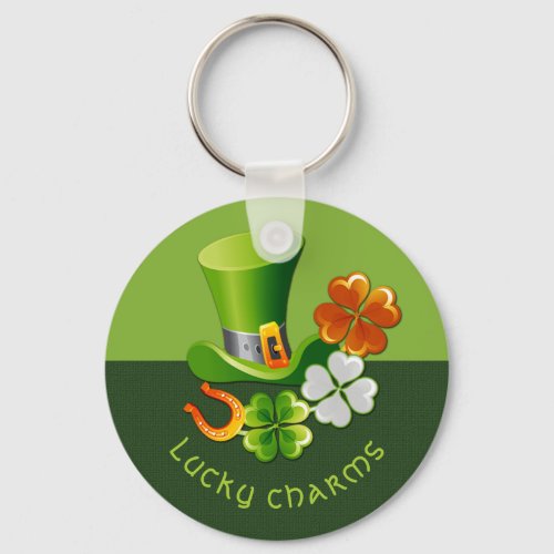 Lucky Charms Custo Name StPatricks Day Gift Keychain