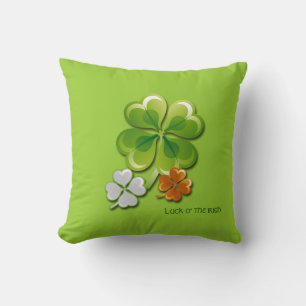 Lucky Charms Tricolor Shamrocks St.Patrick's Day Throw Pillow