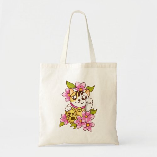 Lucky Chinese Cat Waving Arm Shirt Japanese Good l Tote Bag