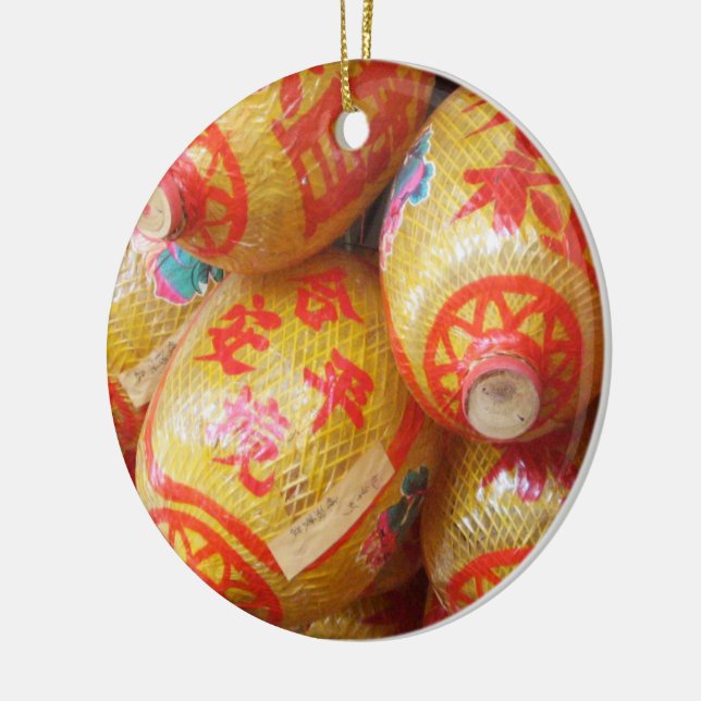 Lucky Chinese Paper Lanterns Ceramic Ornament (Left)
