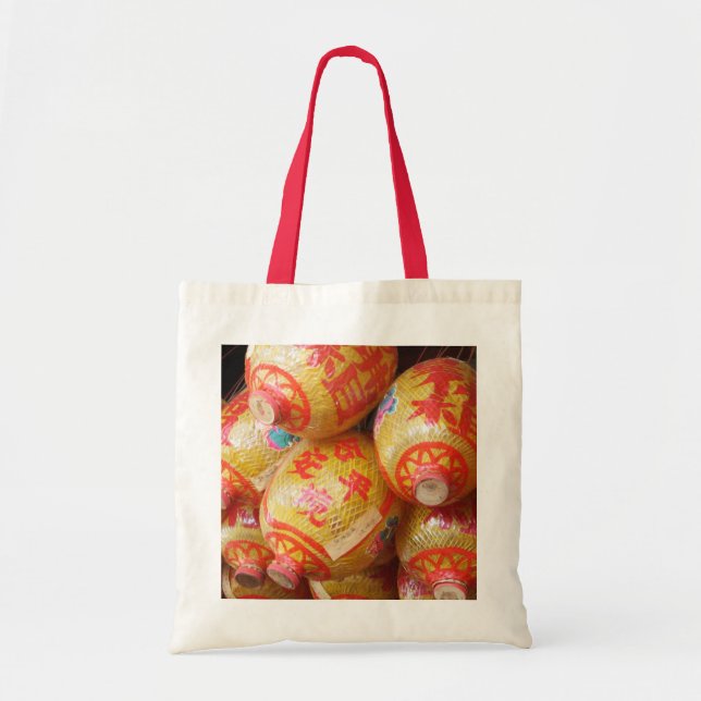 Lucky Chinese Paper Lanterns Tote Bag (Front)