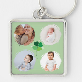 Lucky Clover 4-Photo Collage Custom Keychain