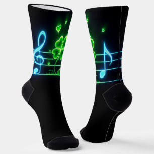 Lucky Clover and Music Notes Socks