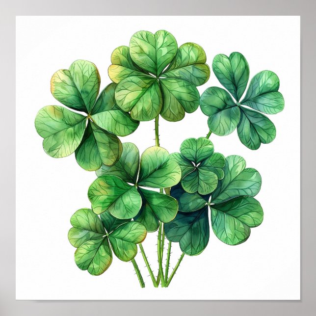 Lucky Clover Art Print, Botanical Wall Art (Front)