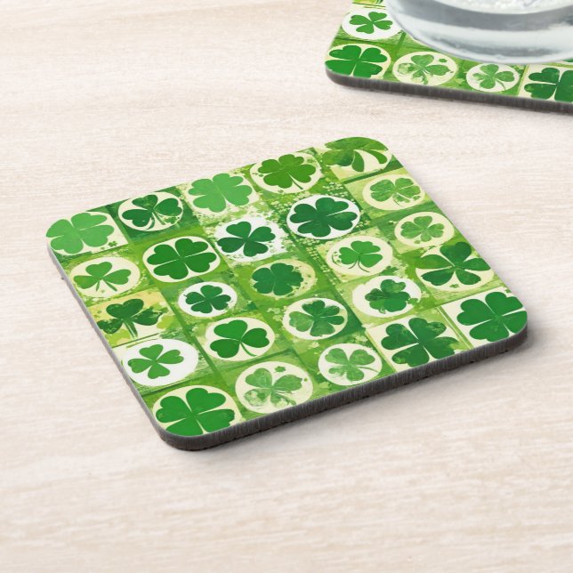 Lucky clover  beverage coaster (Left Side)