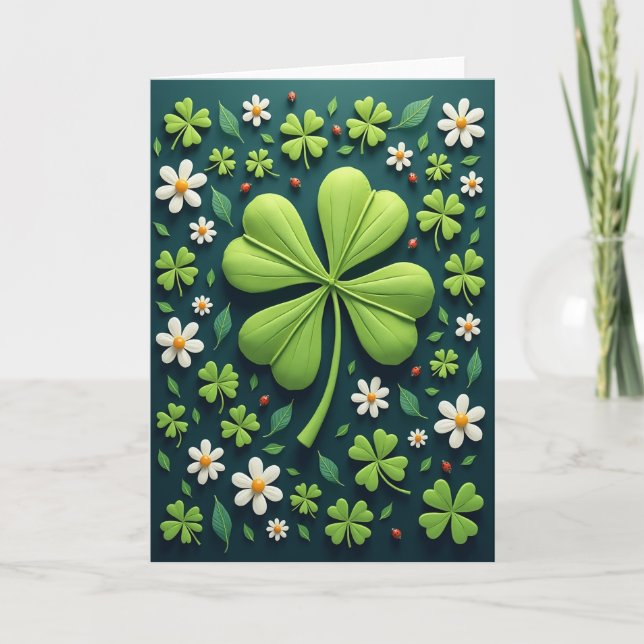 Lucky Clover Botanical Card (Front)