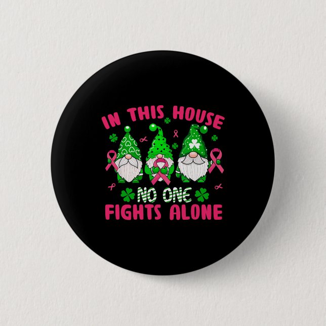 Lucky Clover Breast Cancer Awareness St Patrick's  Button (Front)
