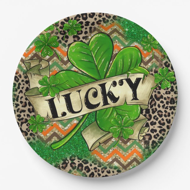 Lucky Clover Celebration Paper Plates (Front)