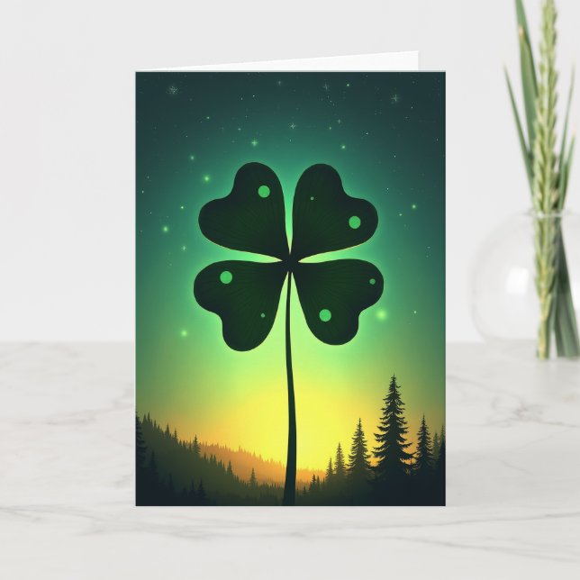 Lucky Clover Celestial Scene Card (Front)