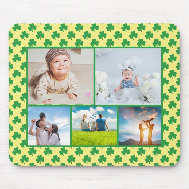 Lucky Clover: Customizable 5Photos Mouse Pad (Front)