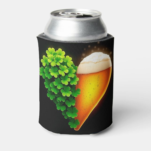 Lucky Clover Design for St. Patrick's Day Can Cooler (Can Back)