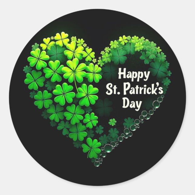 Lucky Clover Design for St. Patrick's Day Classic Round Sticker (Front)
