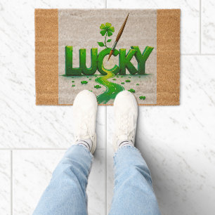 Lucky Clover Design for St. Patrick's Day Fiber Doormat