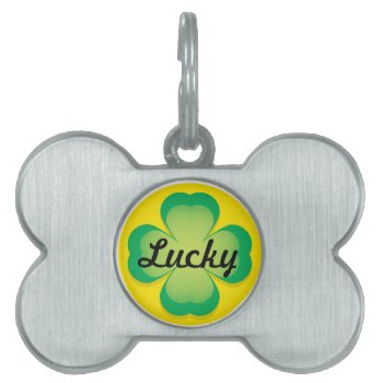 Lucky Clover Dog Tag by DoggieAvenue at Zazzle