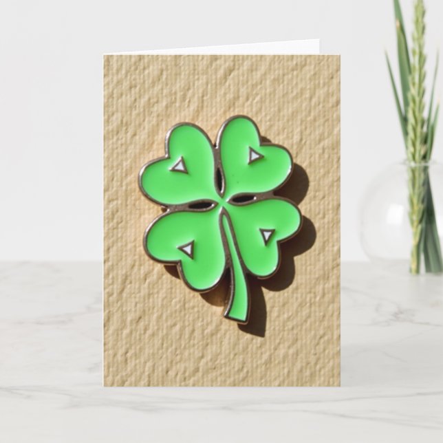 Lucky Clover Enamel Pin Art Card (Front)