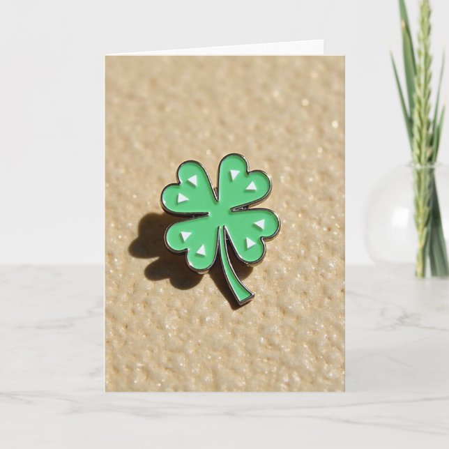 Lucky Clover Enamel Pin Card (Front)