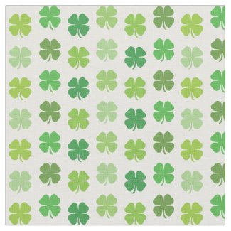 Lucky Clover Fabric White With Green Shamrocks