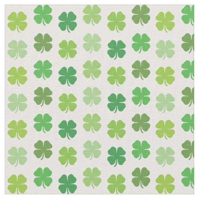 Lucky Clover Fabric White With Green Shamrocks (Close Up)