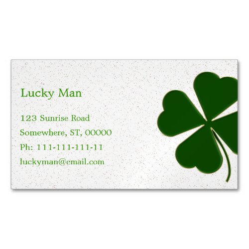 Lucky Clover  Floral Magnetic Business Card