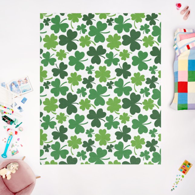 Lucky Clover Four Leaf Seamless Pattern Green  Outdoor Rug (Insitu (Babyroom))