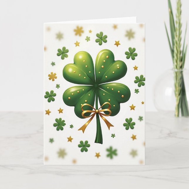Lucky Clover Golden Beads Card (Front)
