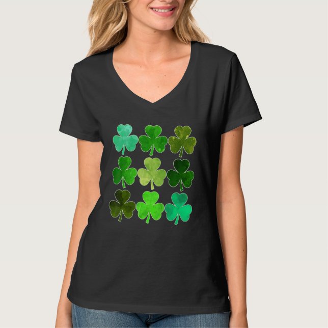 Lucky Clover Green Shamrock Irish Funny st patrick T-Shirt (Front)