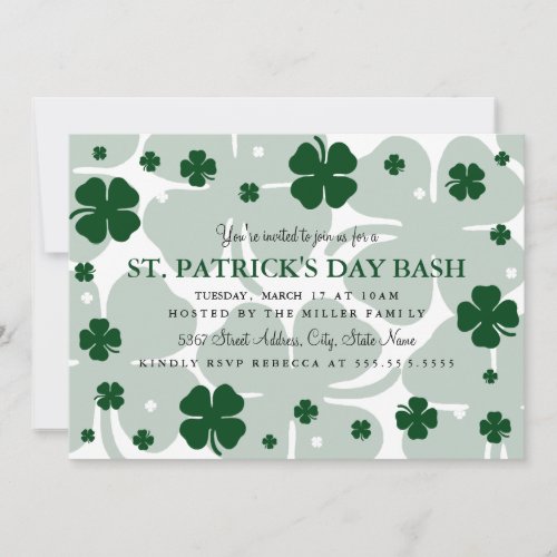 Lucky Clover Green St Patricks Day Invite