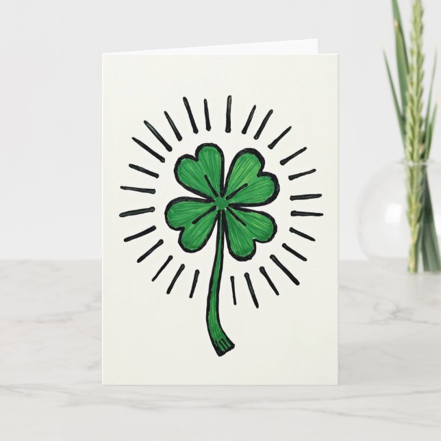 Lucky Clover Hand Drawn Art Card (Front)