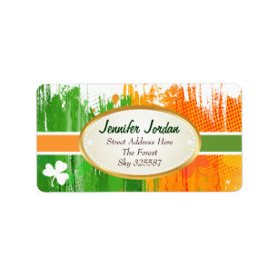 Lucky Clover & Ink Background Label