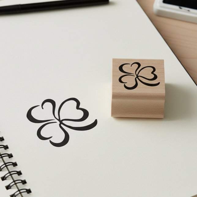 Lucky Clover Leaf Mini Stamp (Clover leaf mini stamp. For arts and crafts or to use as a loyalty card stamp.)