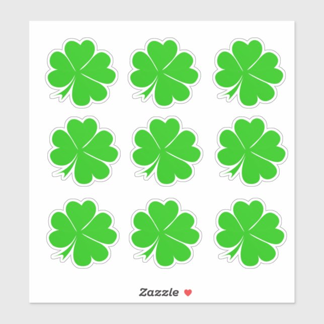 Lucky Clover Leaf & Shamrock / Irish St. Patrick Sticker (Sheet)
