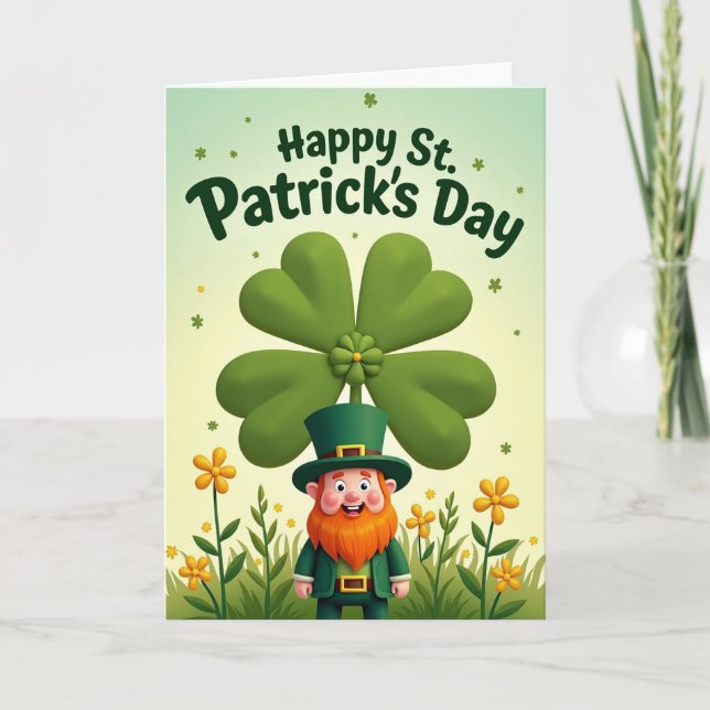 Lucky Clover Leprechaun Card (Front)