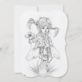 Lucky Clover little girl mushroom Card