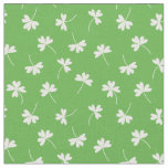 Lucky Clover on Green Fabric