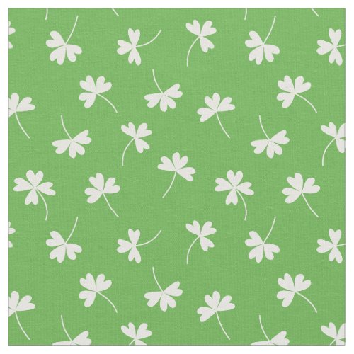 Lucky Clover on Green Fabric