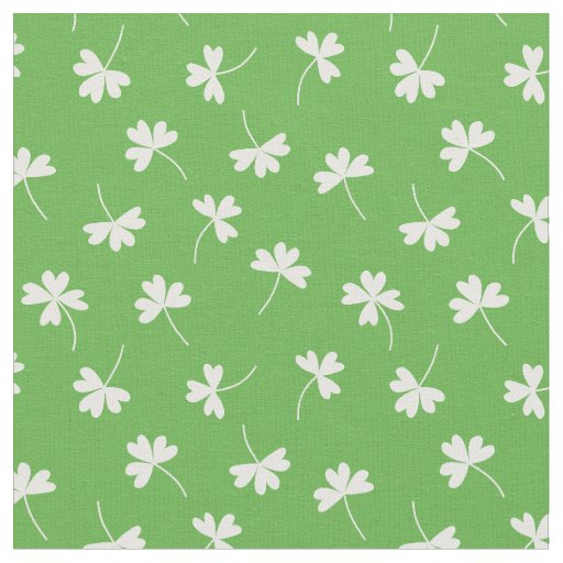 Lucky Clover on Green Fabric