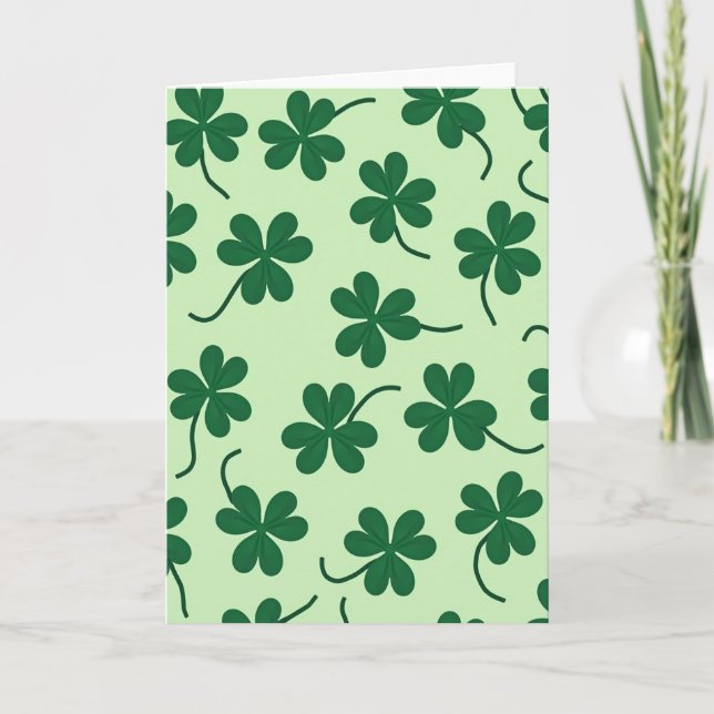 Lucky Clover Pattern Spring Card (Front)