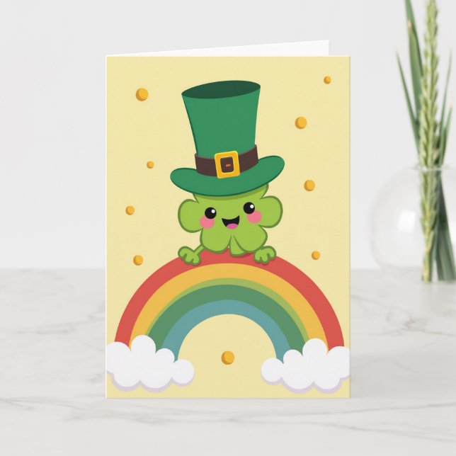 Lucky Clover Rainbow Scene Card (Front)