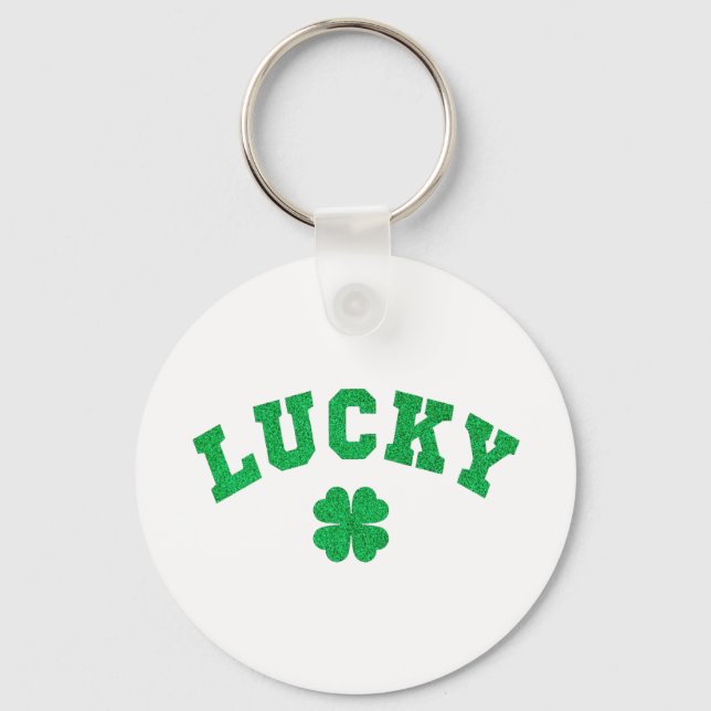 Lucky Clover Saint Patricks Day Both Side Print Keychain (Front)