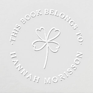 Lucky clover Simple Library Book Custom Name Embosser