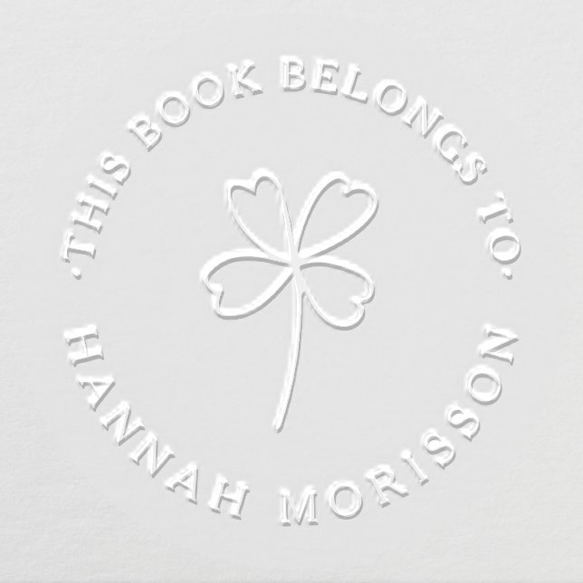 Lucky clover Simple Library Book Custom Name Embosser (Design)
