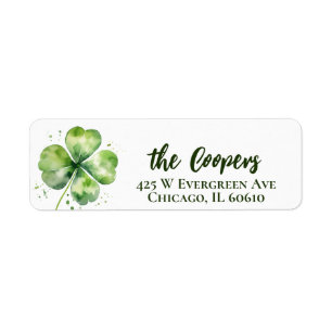 Lucky Clover St. Patrick Return Address Label