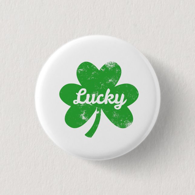 Lucky Clover St Patrick's Day Button (Front)