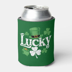 Lucky Clover St Patrick's Day Shamrock Vintage Can Cooler
