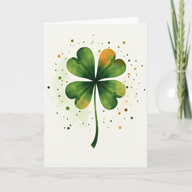 Lucky Clover Watercolor Art Card (Front)