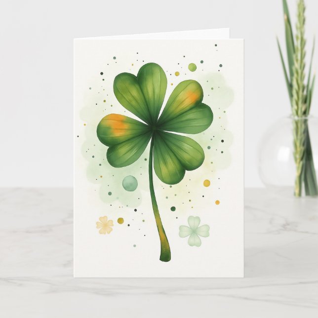 Lucky Clover Watercolor Card (Front)