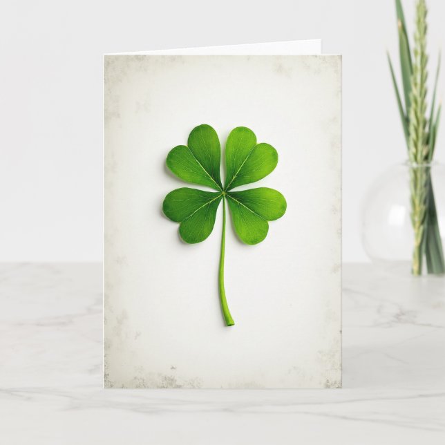 Lucky Clover Watercolor Style Card (Front)