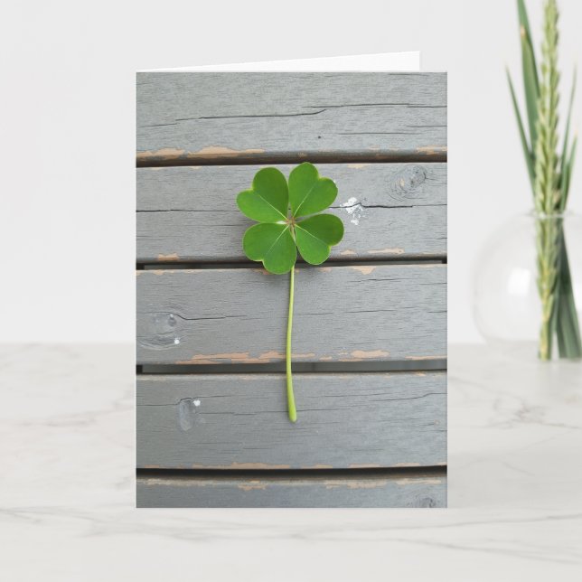 Lucky Clover Wood Grain Card (Front)