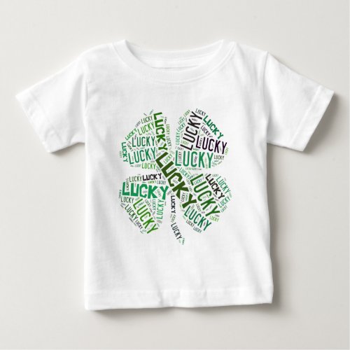 Lucky Clover Word Art Baby T_Shirt